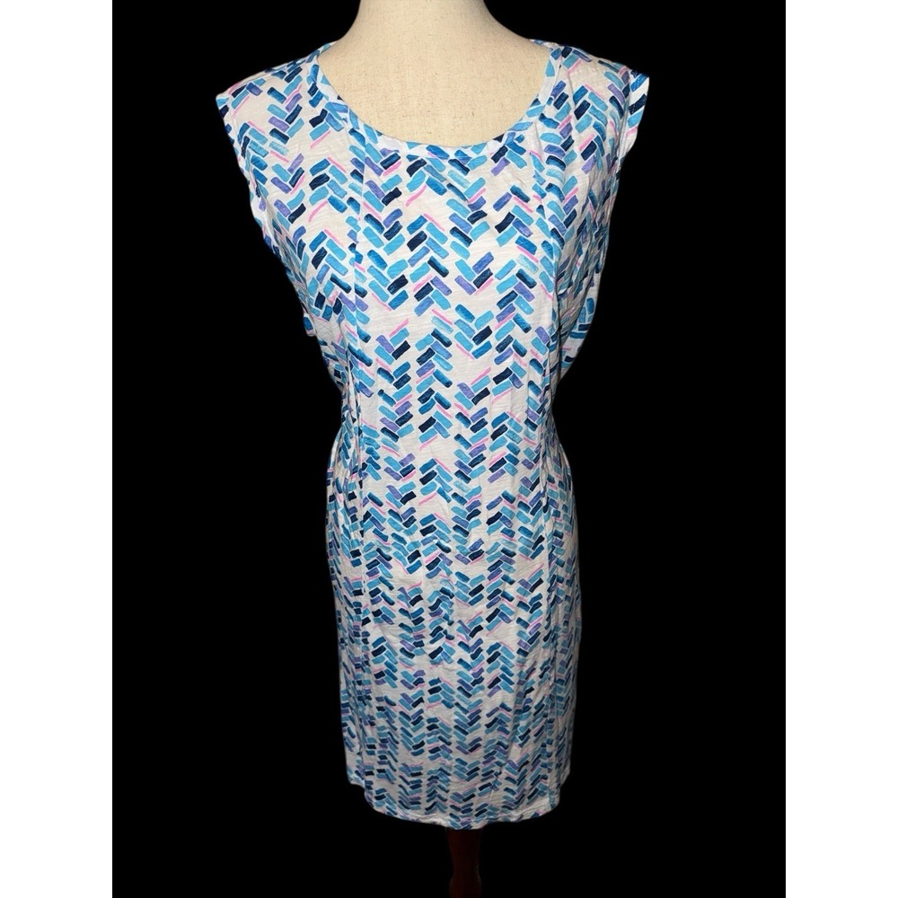 FRESH PRODUCE MARITIME Mosaic Marissa Dress White Beachy Comfy Knee‎ New 2X